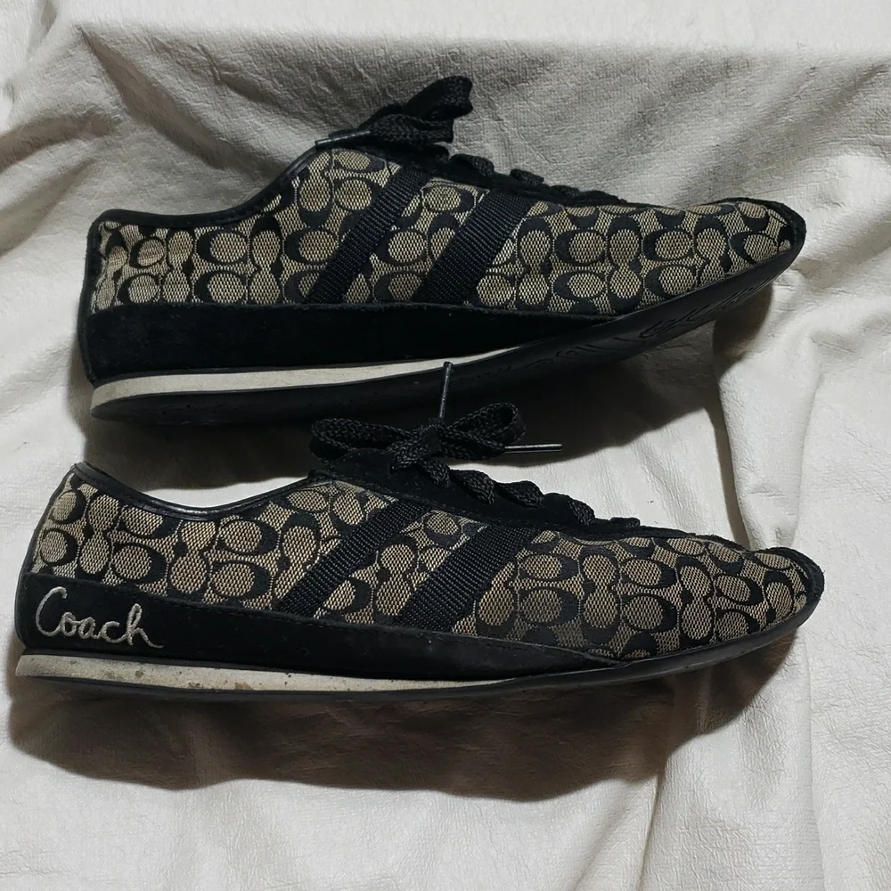 Coach Tania Monogram Canvas and Suede Sneakers - Picture 4 of 5